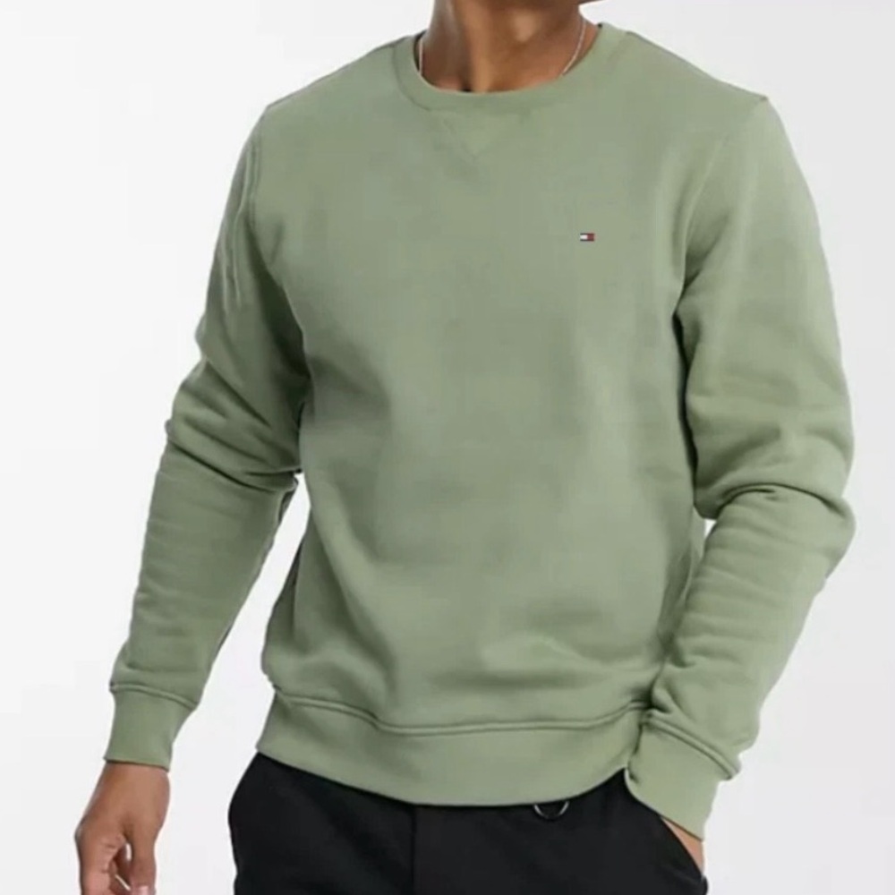 NWOT Tommy Hilfiger Men’s Very Soft Green Cotton Crewneck Sweater SIZE XL